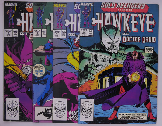 Solo Avengers Starring Hawkeye #7-10 Marvel 1988 comic lot featuring four consecutive Hawkeye issues