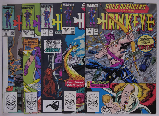 Solo Avengers Hawkeye issues 14 to 18 Marvel 1988 comic book bundle featuring Sub-Mariner appearance