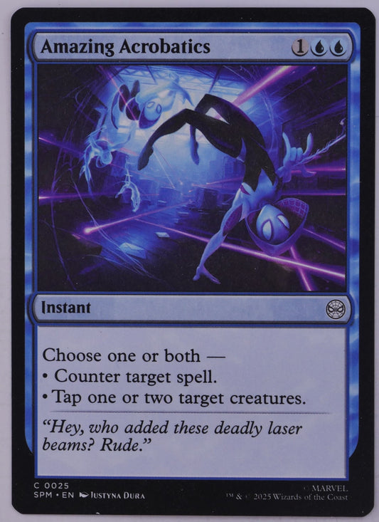 Amazing Acrobatics SPM 0025 Magic the Gathering blue modal instant counterspell card.