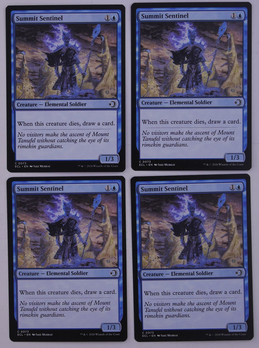 Summit Sentinel ECL 0073 Magic the Gathering blue Elemental Soldier card playset of four.