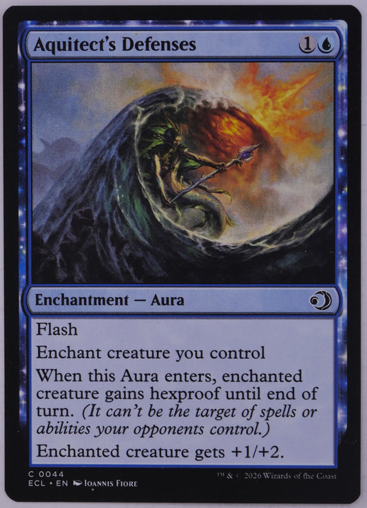 Aquitect’s Defenses ECL 0044 Magic the Gathering blue Aura enchantment card.