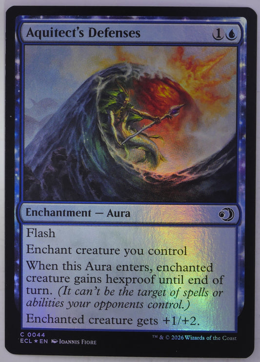 Aquitect’s Defenses ECL 0044 Foil Magic the Gathering blue Aura enchantment card.