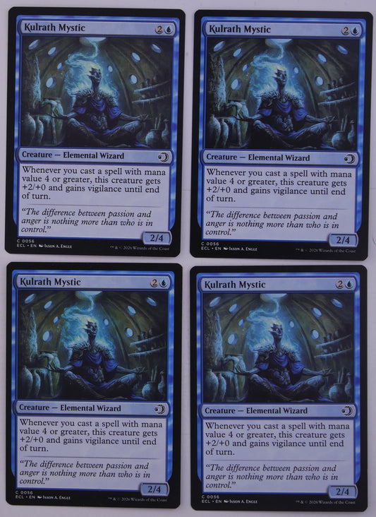 Kulrath Mystic ECL 0056 Magic the Gathering blue Elemental Wizard creature card playset of four.
