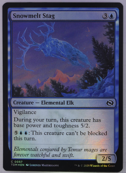 Snowmelt Stag TDM 0057 Foil Magic the Gathering blue Elemental Elk creature card.