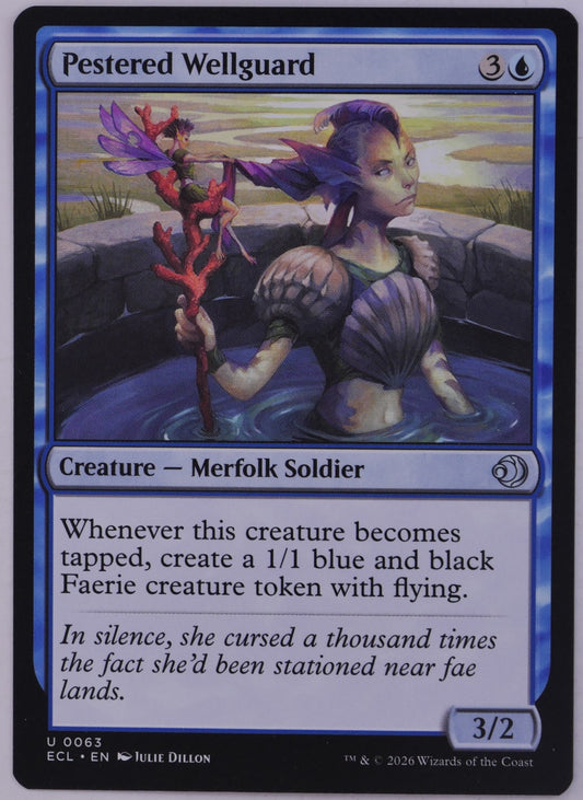 Pestered Wellguard ECL 0063 Magic the Gathering blue Merfolk Soldier creature card.