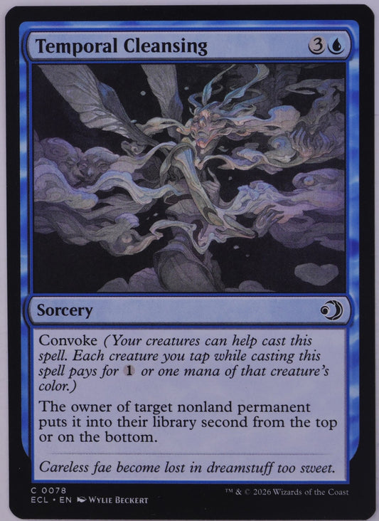 Temporal Cleansing MTG card ECL 078 blue sorcery with convoke removal artwork by Wylie Beckert | DM Vault Co