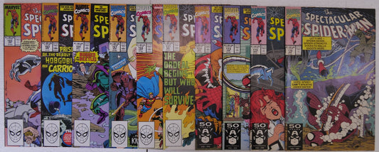 Spectacular Spider-Man Marvel comic lot issues 160 163 164 167 168 171 172 173 174 175 displayed together