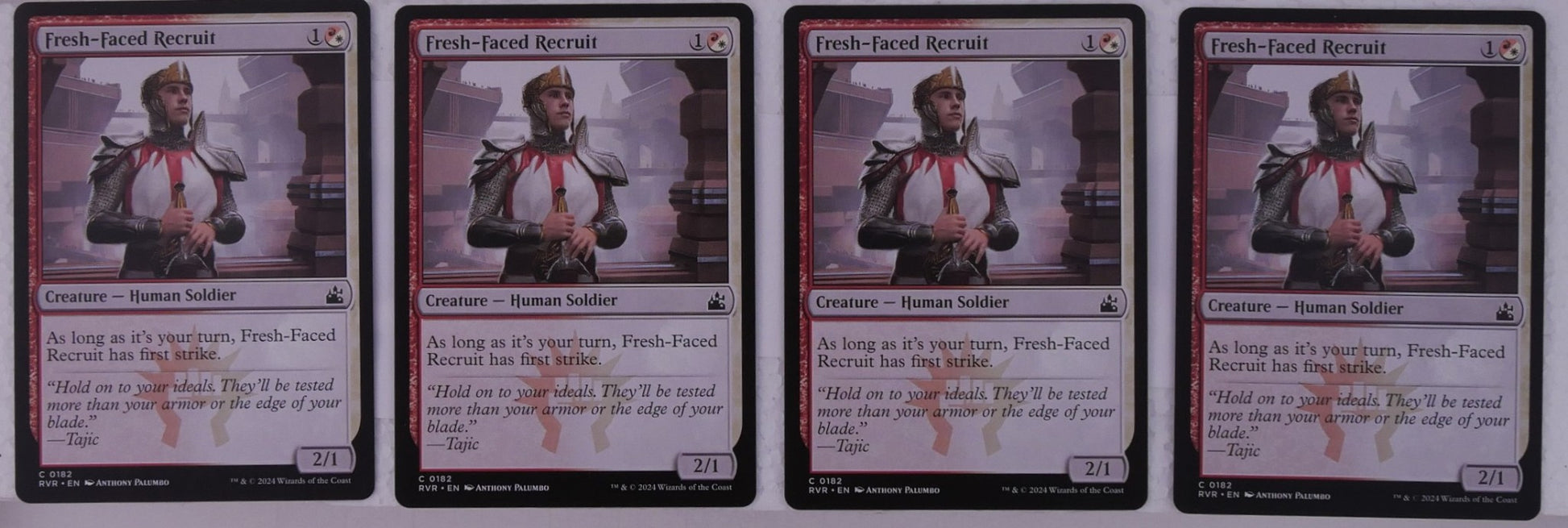 Fresh-Faced Recruit x4 RVR 182 Magic the Gathering Human Soldier creature playset.