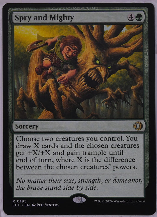 Spry and Mighty MTG green sorcery draw pump trample combat card