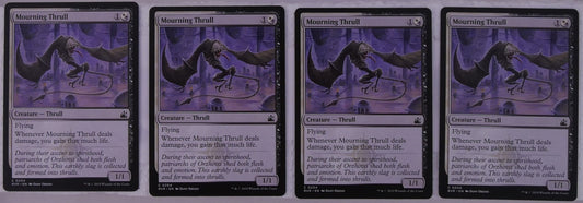 Four Mourning Thrull RVR 204 Magic the Gathering Thrull creature cards with flying and lifegain ability.