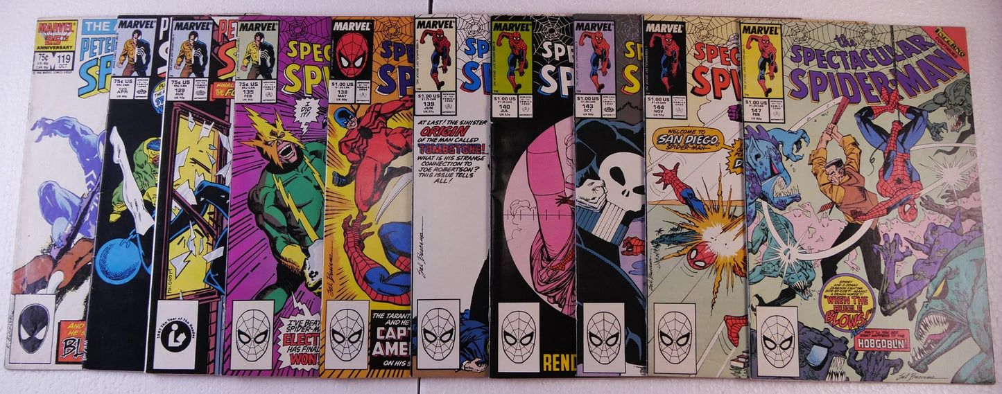 Spectacular Spider-Man comic lot issues 119 125 129 135 138 139 140 143 144 147 Marvel Comics