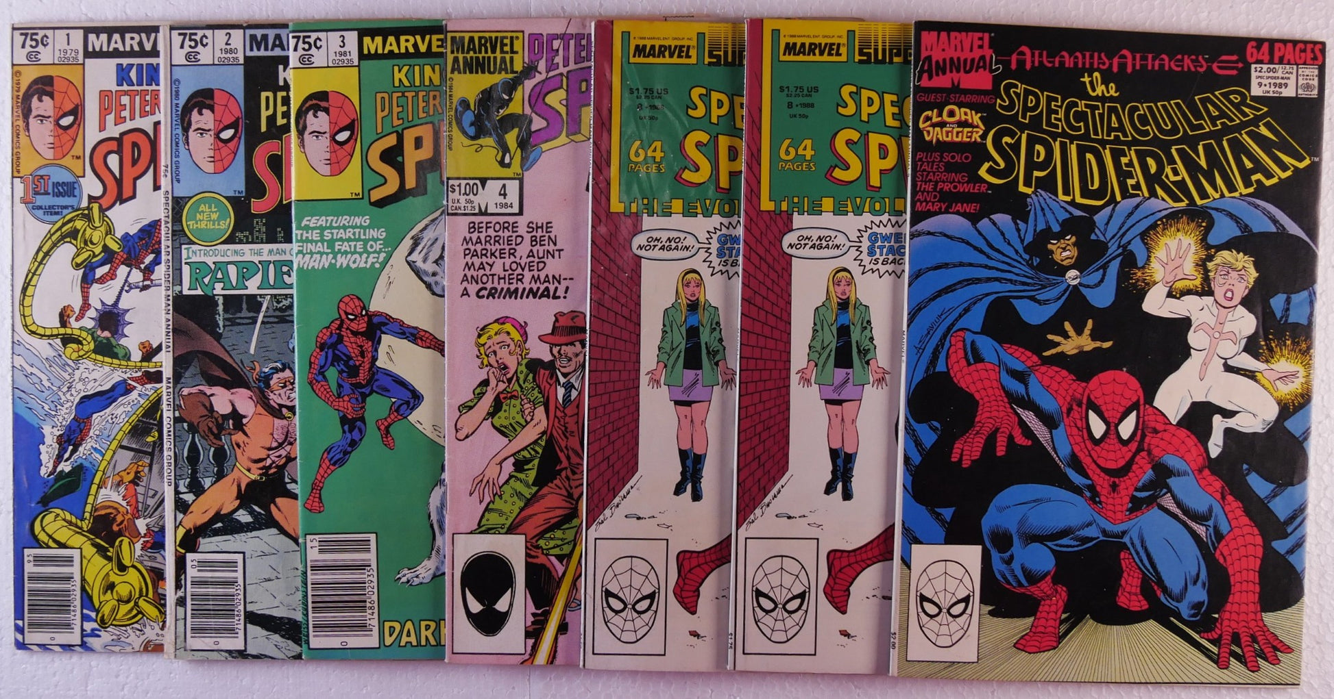 Spectacular Spider-Man Annual comic lot issues 1 2 3 4 8 8 9 Marvel Comics bundle