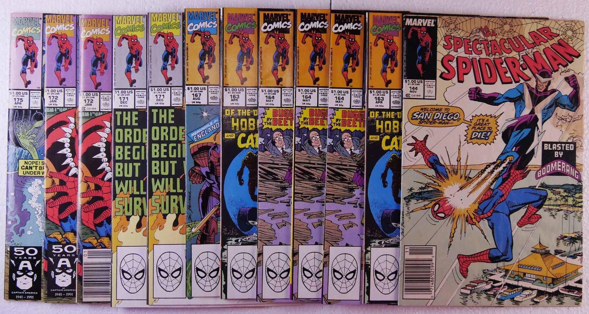 Spectacular Spider-Man comic lot issues 144 163 164 167 171 172 175 Marvel Comics bundle