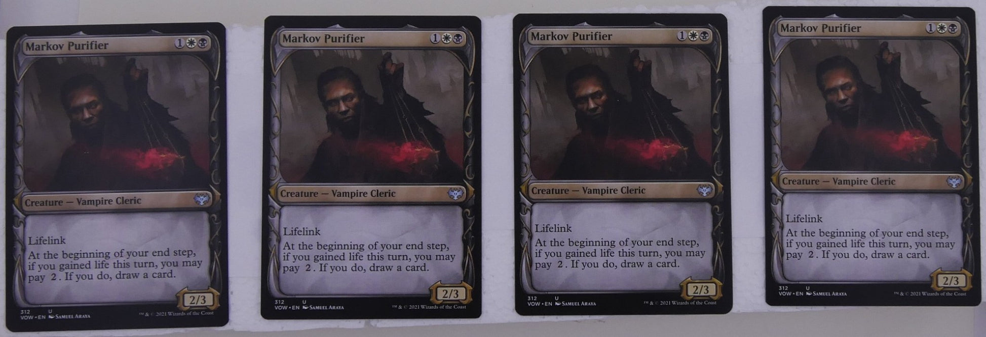 Markov Purifier x4 showcase regular finish from Innistrad Crimson Vow VOW 312 MTG card lot by DM Vault Co