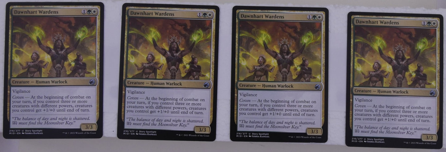 Dawnhart Wardens x4 regular finish from Innistrad Midnight Hunt MID 216 MTG card lot by DM Vault Co
