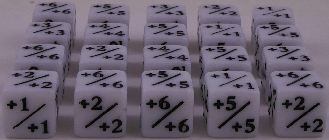 MTG +1/+1 Counter Dice 20pc White D6 Commander Token Set