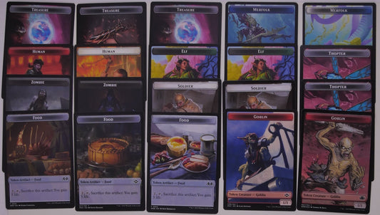 MTG token starter pack 20 cards food treasure goblin zombie soldier elf human thopter merfolk bundle DM Vault Co