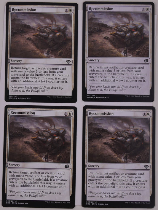 Recommission x4 regular finish from The Brothers War BRO 022 MTG card lot by DM Vault Co