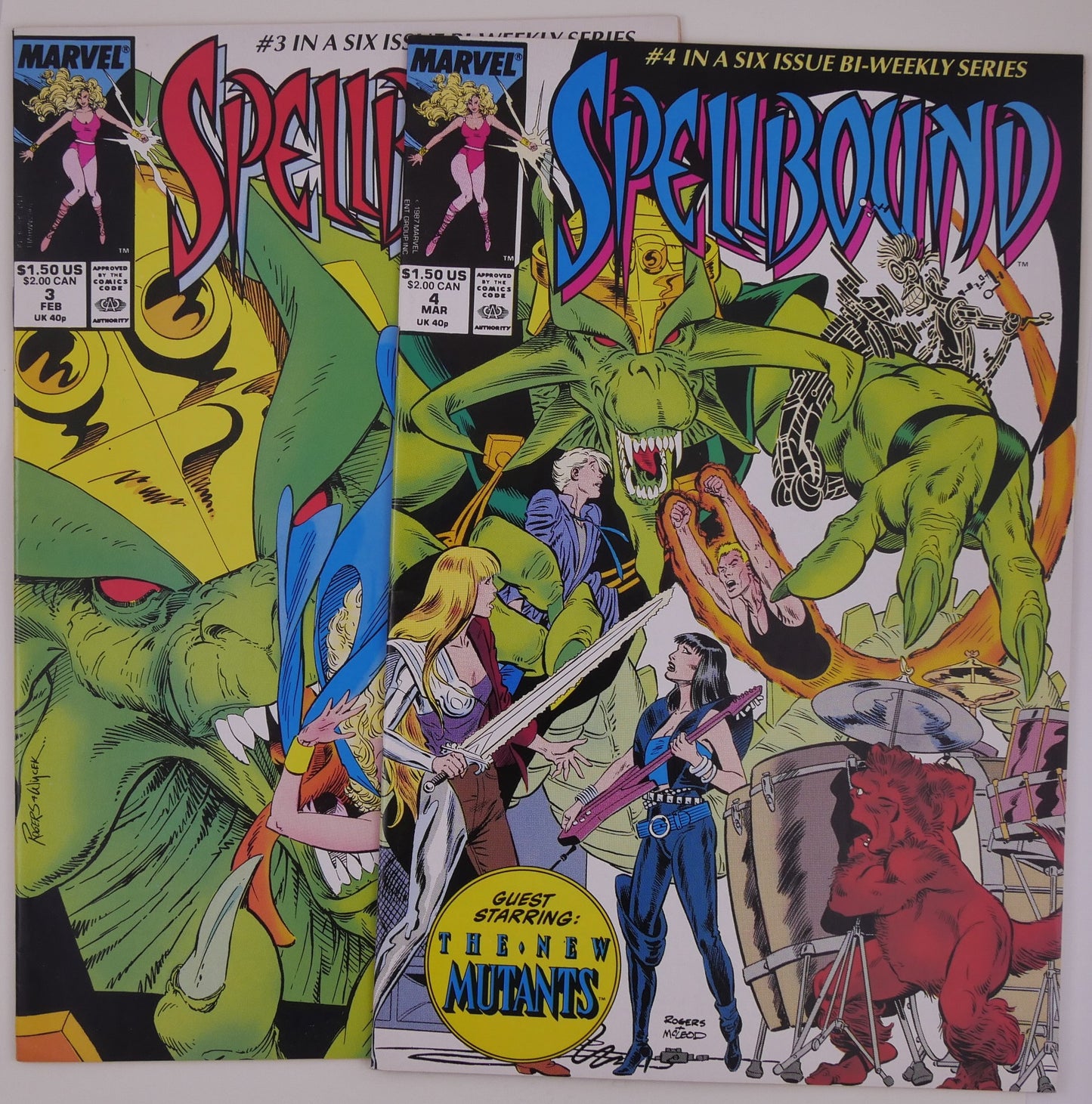 Spellbound #3 and #4 Marvel comic lot with New Mutants guest appearance