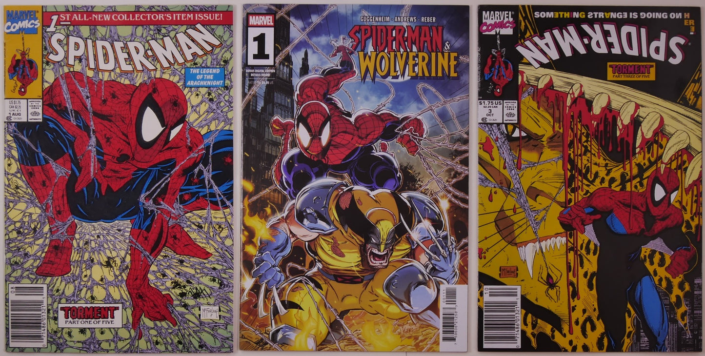 Spider-Man Torment #1 and #3 with Spider-Man and Wolverine #1 comic bundle