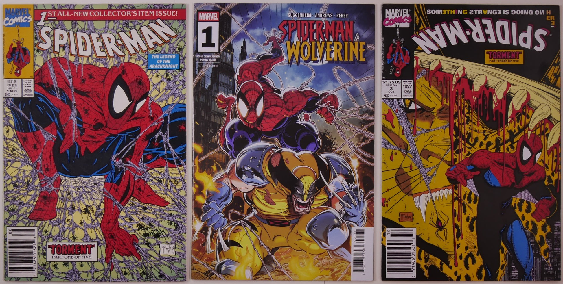 Spider-Man Torment #1 and #3 with Spider-Man and Wolverine #1 comic bundle