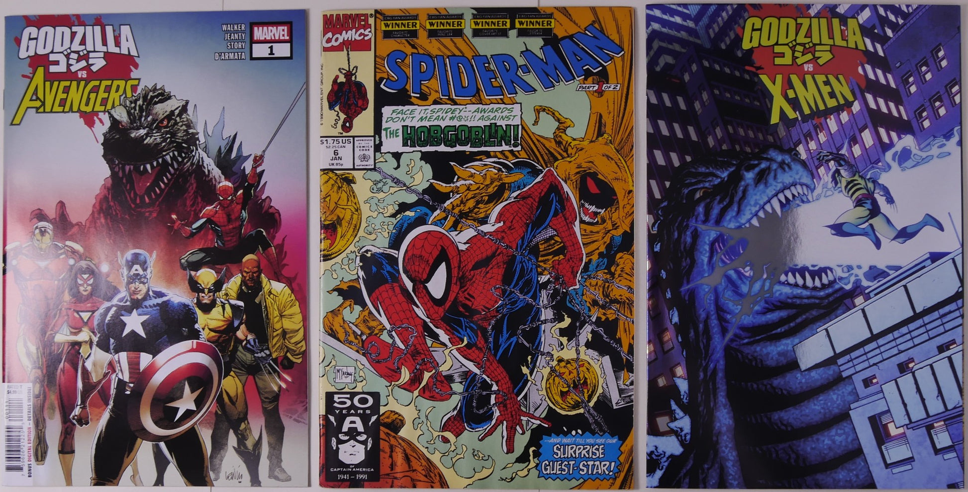 Godzilla vs Avengers X-Men Spider-Man Marvel comic bundle 3 book set
