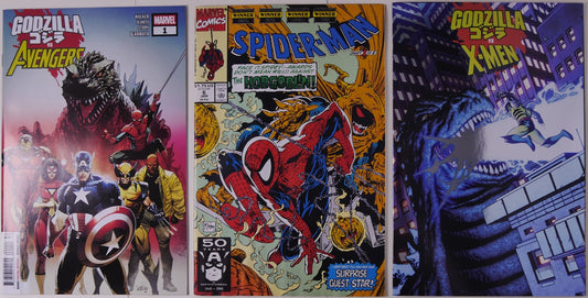 Godzilla vs Avengers X-Men Spider-Man Marvel comic bundle 3 book set