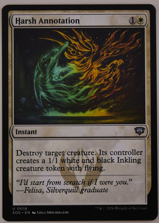 Harsh Annotation MTG SOS 0018 instant destroy creature Inkling token
