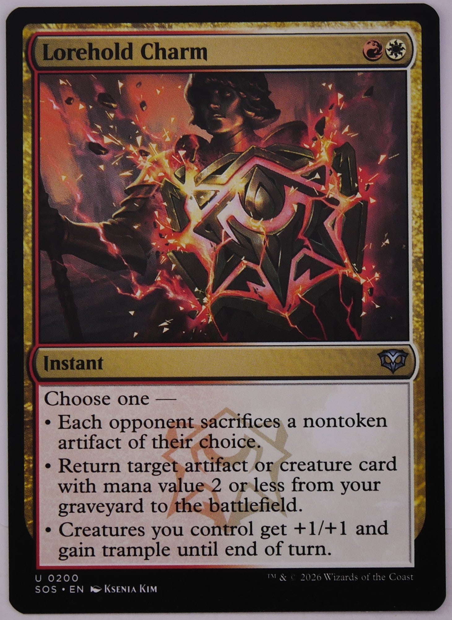 Lorehold Charm regular finish MTG SOS 200 artifact recursion utility card from DM Vault Co