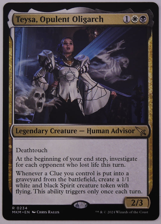 Teysa Opulent Oligarch MKM 234 MTG clue token legendary creature card by DM Vault Co
