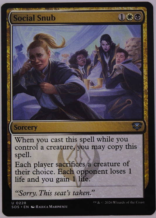 Social Snub SOS 228 MTG sacrifice sorcery card by DM Vault Co
