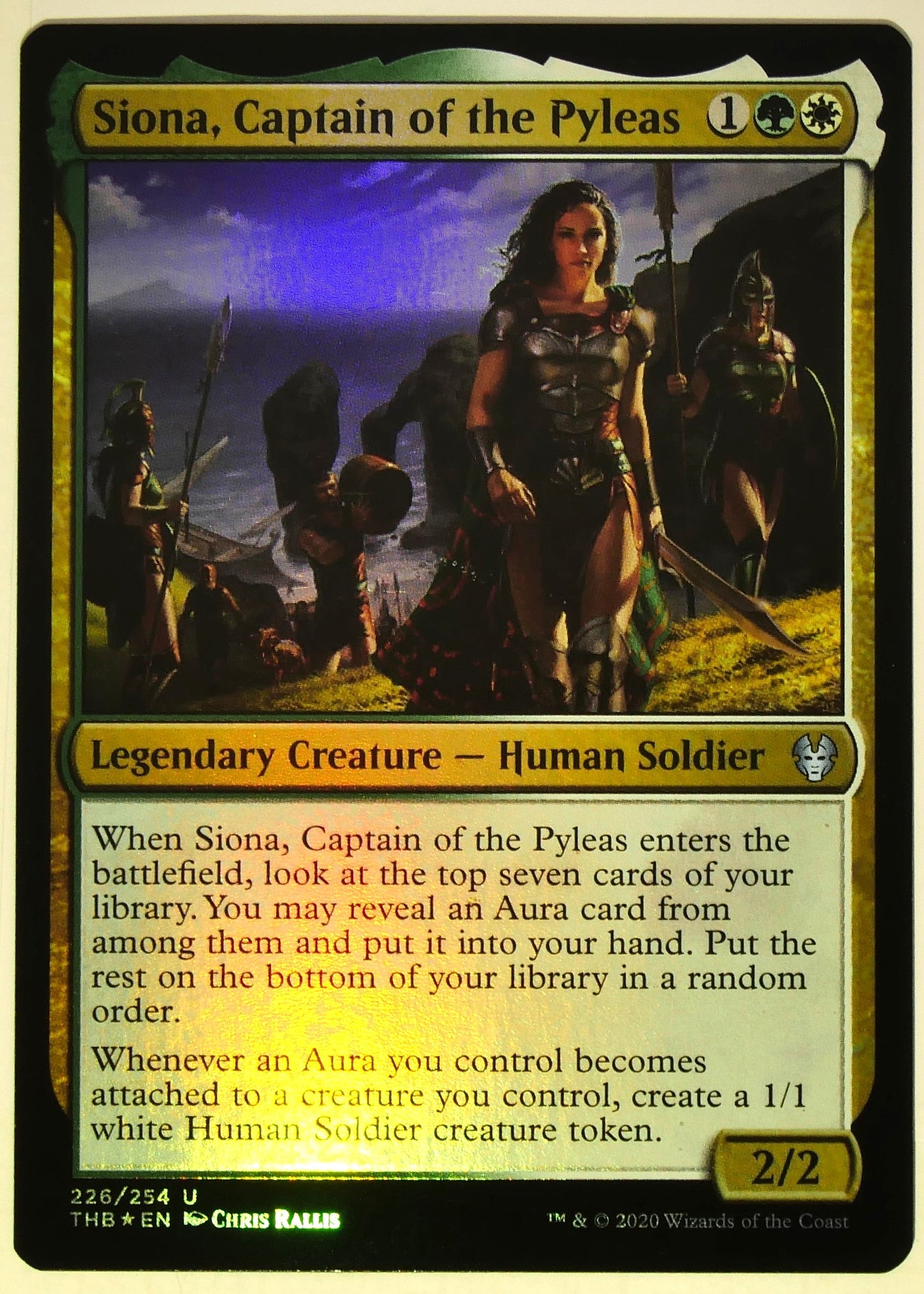Siona Captain of the Pyleas Foil THB 226 MTG auras legendary creature card by DM Vault Co