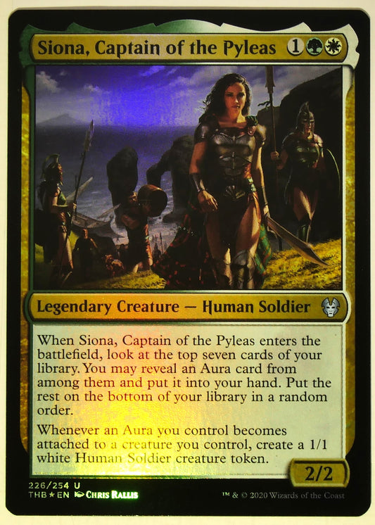 Siona Captain of the Pyleas Foil THB 226 MTG auras legendary creature card by DM Vault Co