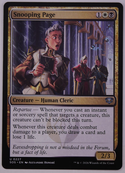 Snooping Page SOS 0227 regular finish MTG Human Cleric card from Strixhaven School of Sorcery at DM Vault Co