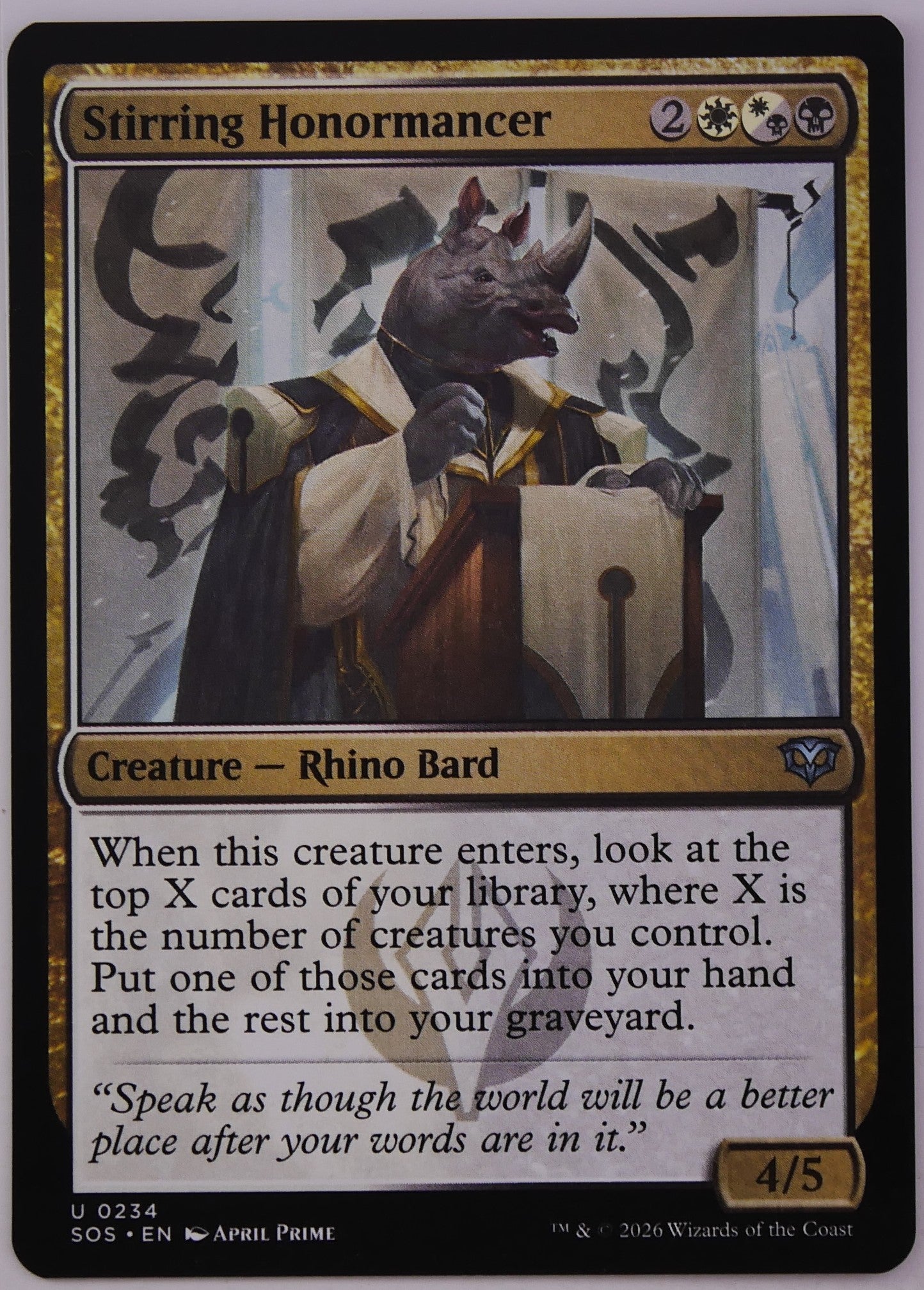 Stirring Honormancer MTG SOS 0234 card selection graveyard creature