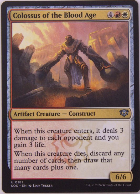 Colossus of the Blood Age MTG SOS 0181 ETB drain death draw artifact creature