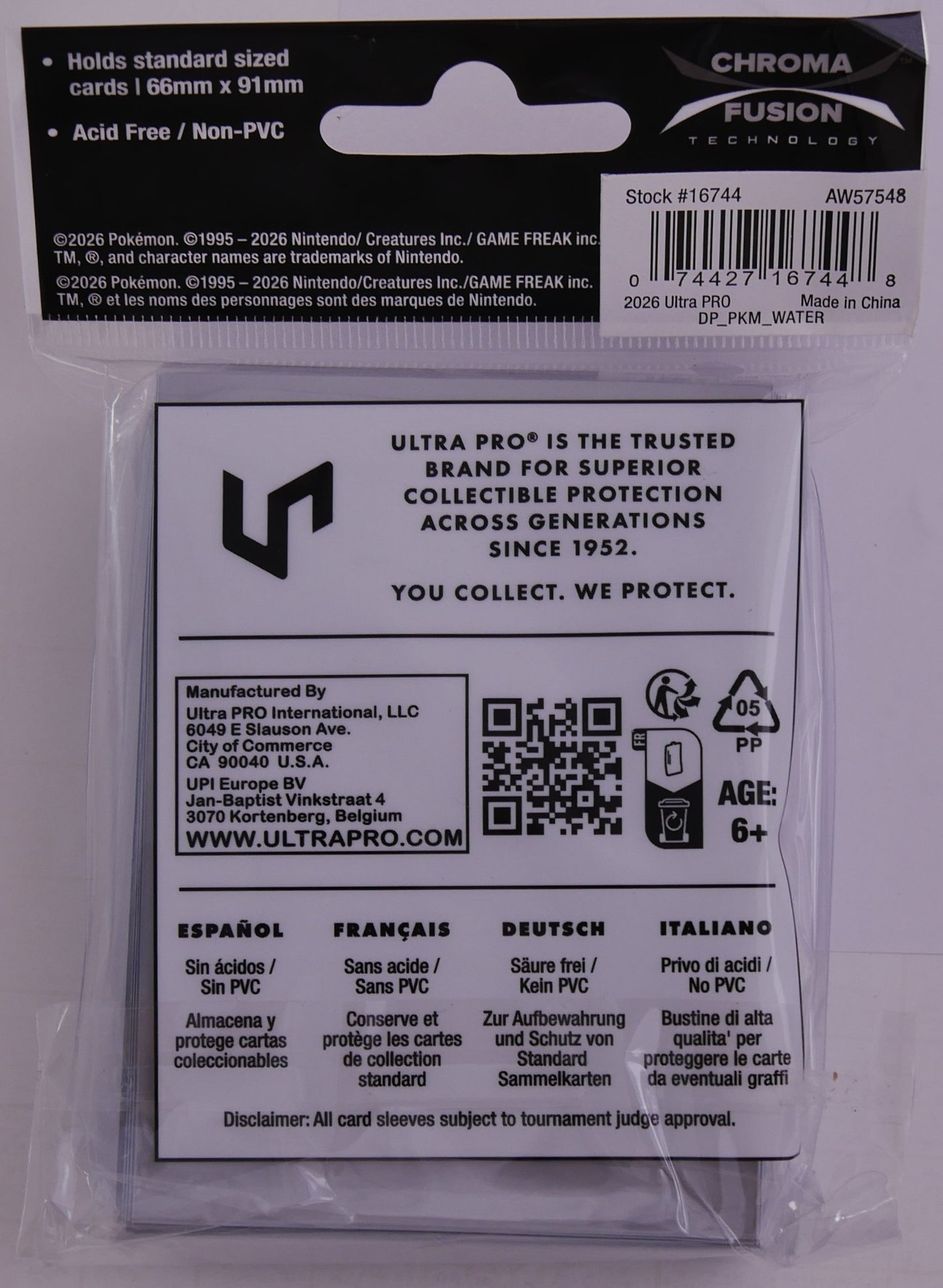 Pokemon Water Energy Deck Protector Sleeves 65ct Ultra Pro Standard