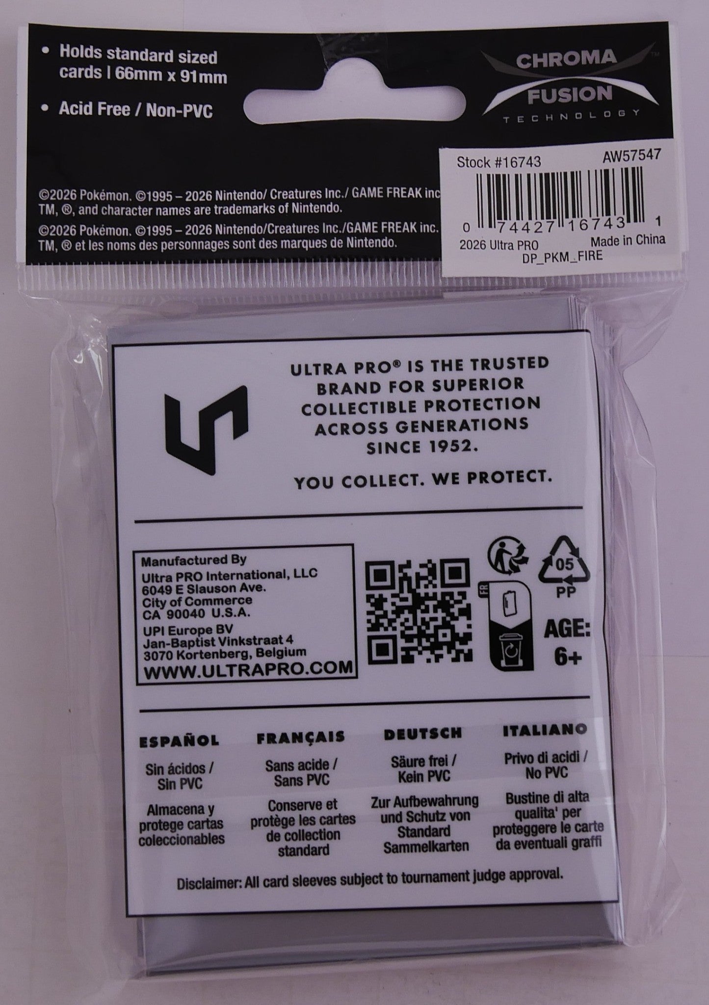 Pokemon Fire Energy Deck Protector Sleeves 65ct Ultra Pro Standard