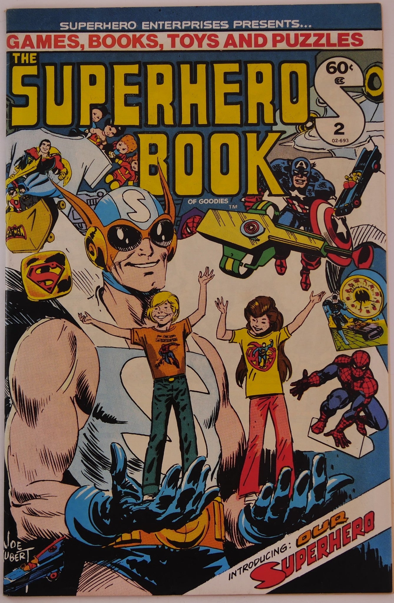 Cover of Superhero Book of Goodies #2 featuring vintage Marvel and DC superhero merchandise artwork and collectibles.
