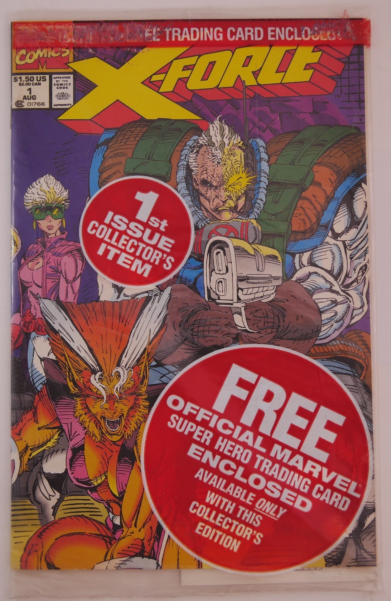 X-Force #1 Sealed Polybag Trading Card Marvel 1991 Cable