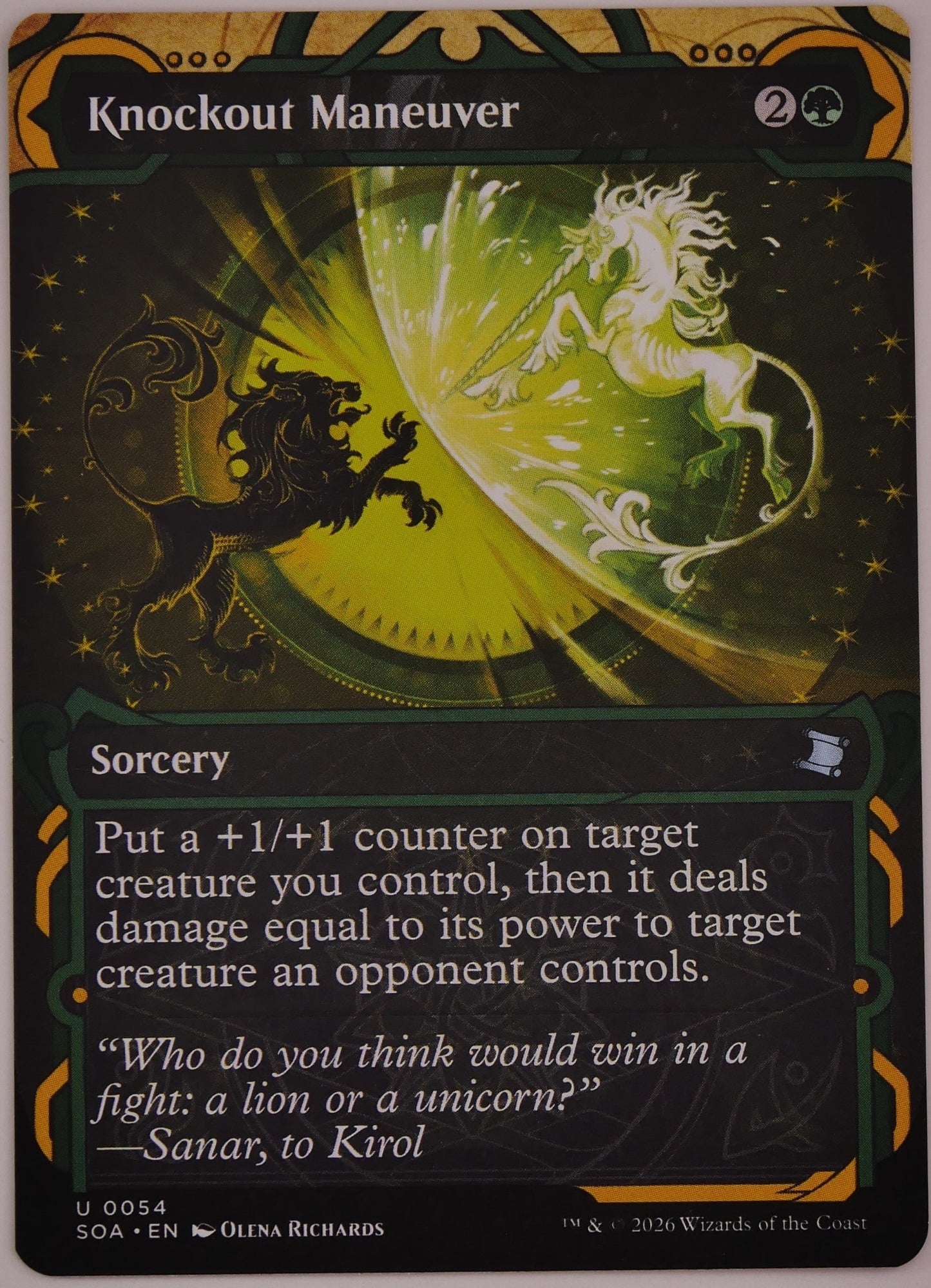 Knockout Maneuver SOA 54 extended art regular finish MTG sorcery card from DM Vault Co