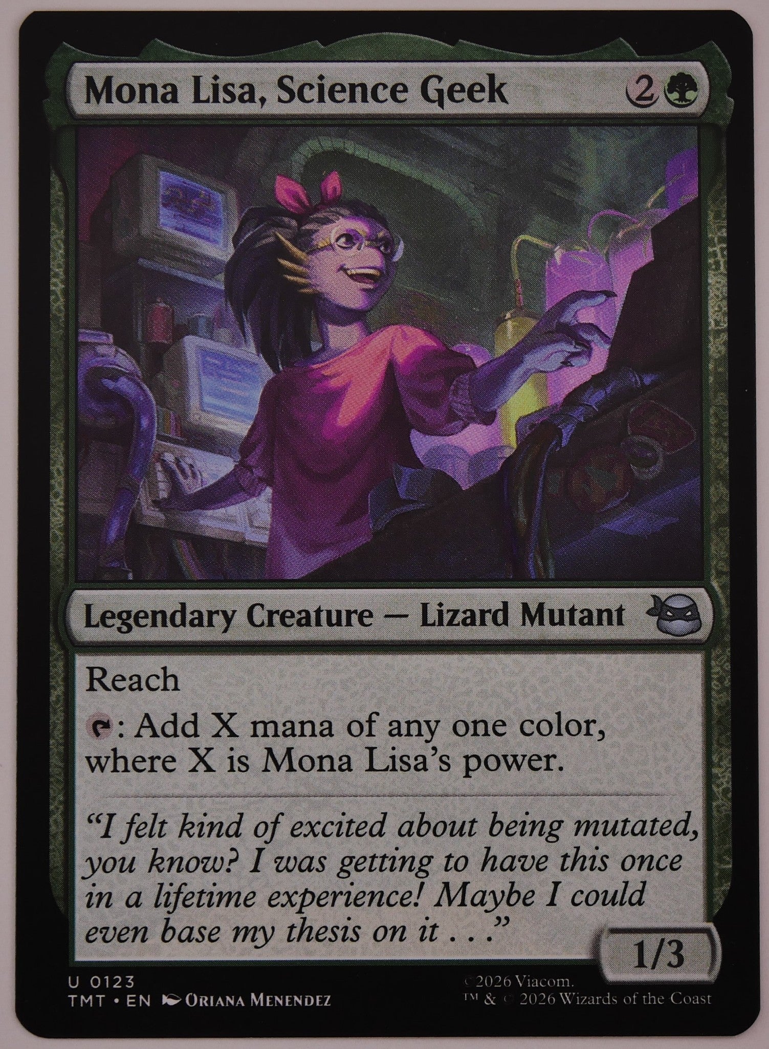 Mona Lisa Science Geek TMT 123 regular finish MTG legendary mutant card from DM Vault Co