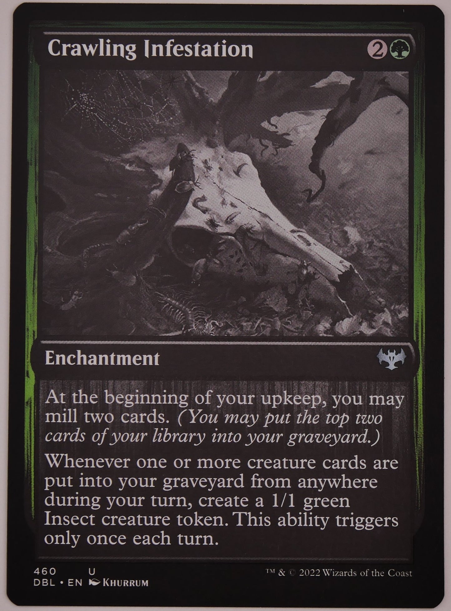 Crawling Infestation DBL 460 regular finish MTG self mill token enchantment card from DM Vault Co