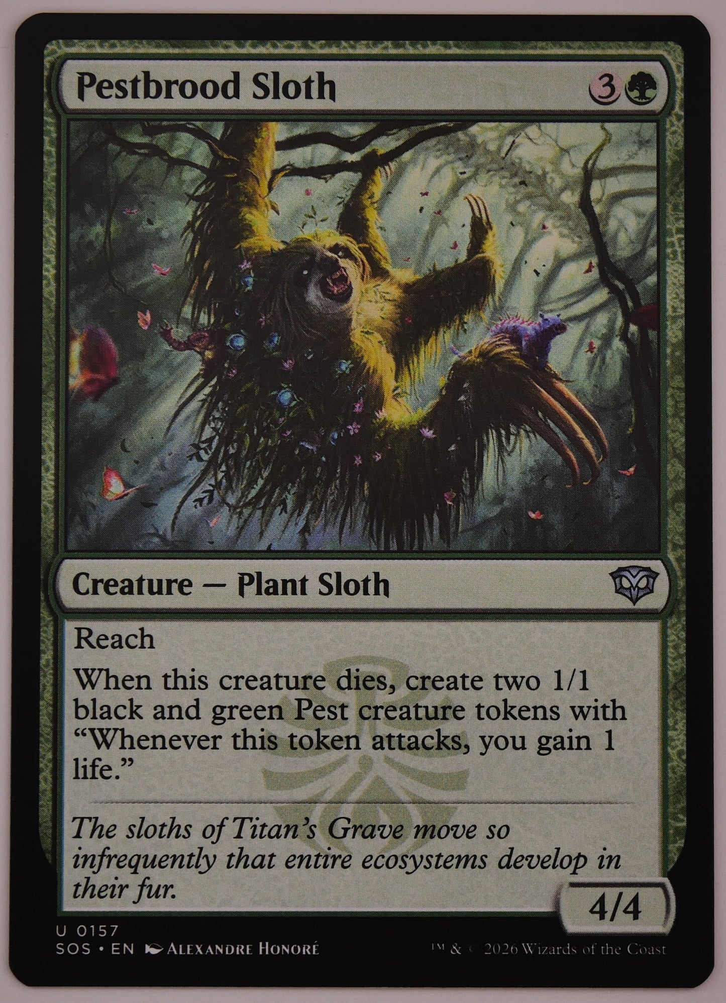 Pestbrood Sloth SOS 0157 regular finish MTG Plant Sloth creature card
