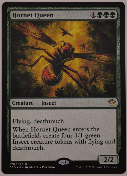 Hornet Queen MTG C20 176 regular finish insect creature card with flying deathtouch token ability
