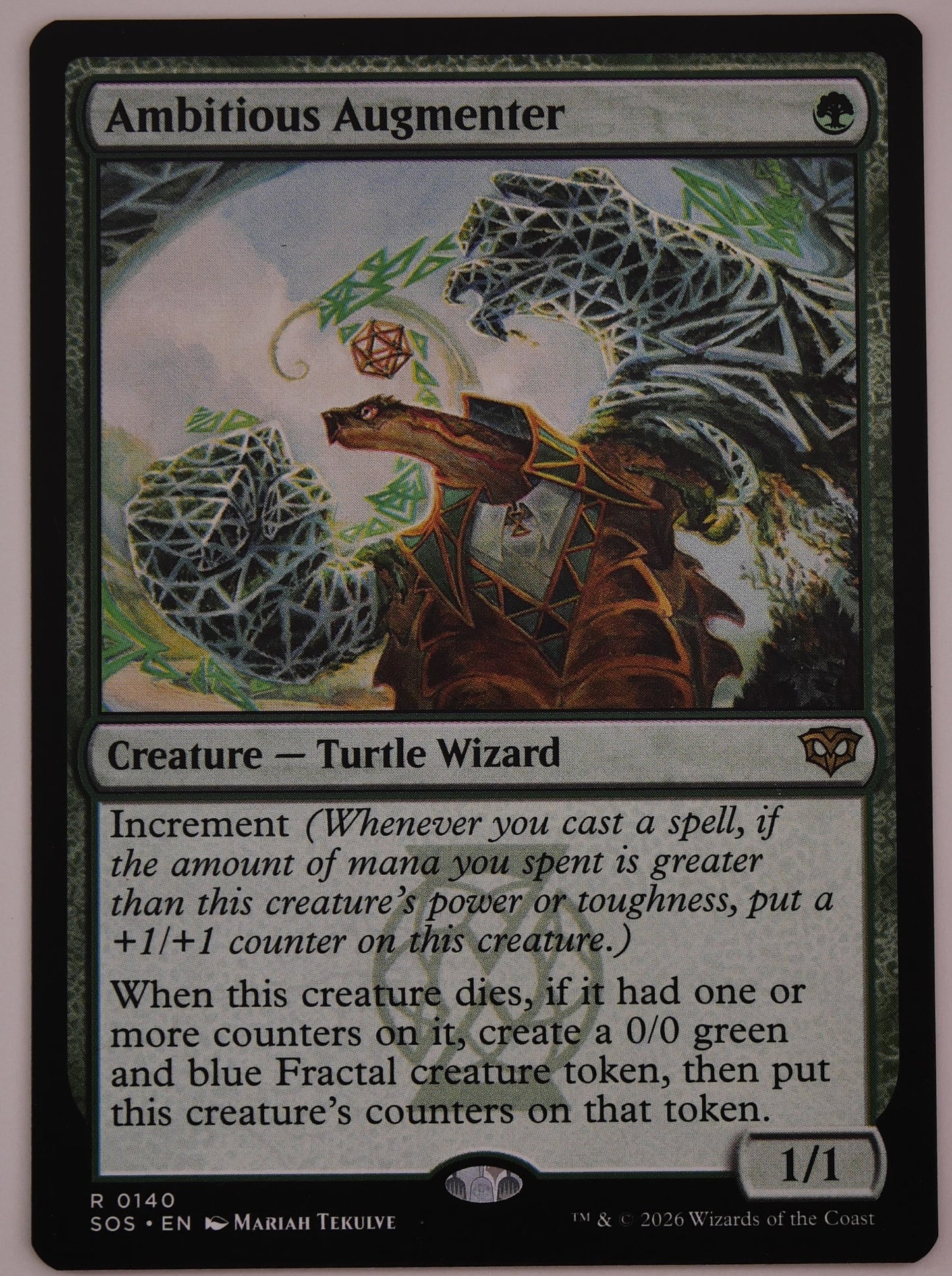 Ambitious Augmenter SOS 140 regular finish MTG Turtle Wizard rare card