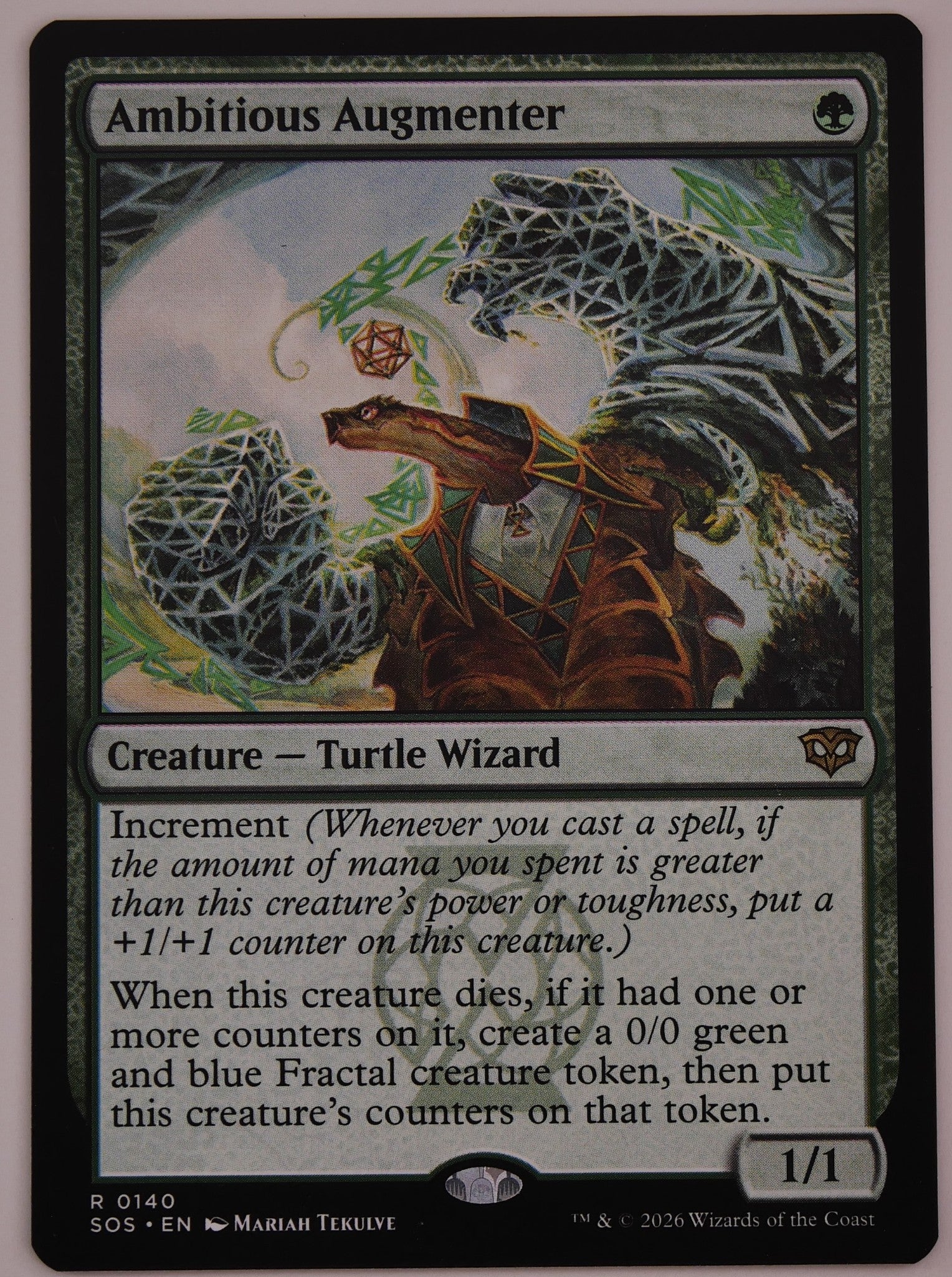 Ambitious Augmenter SOS 140 regular finish MTG Turtle Wizard rare card