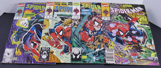 Bundle of Spider-Man #4 through #7 Marvel Comics featuring Todd McFarlane artwork, Torment storyline, Ghost Rider, Hobgoblin, and Lizard covers.
