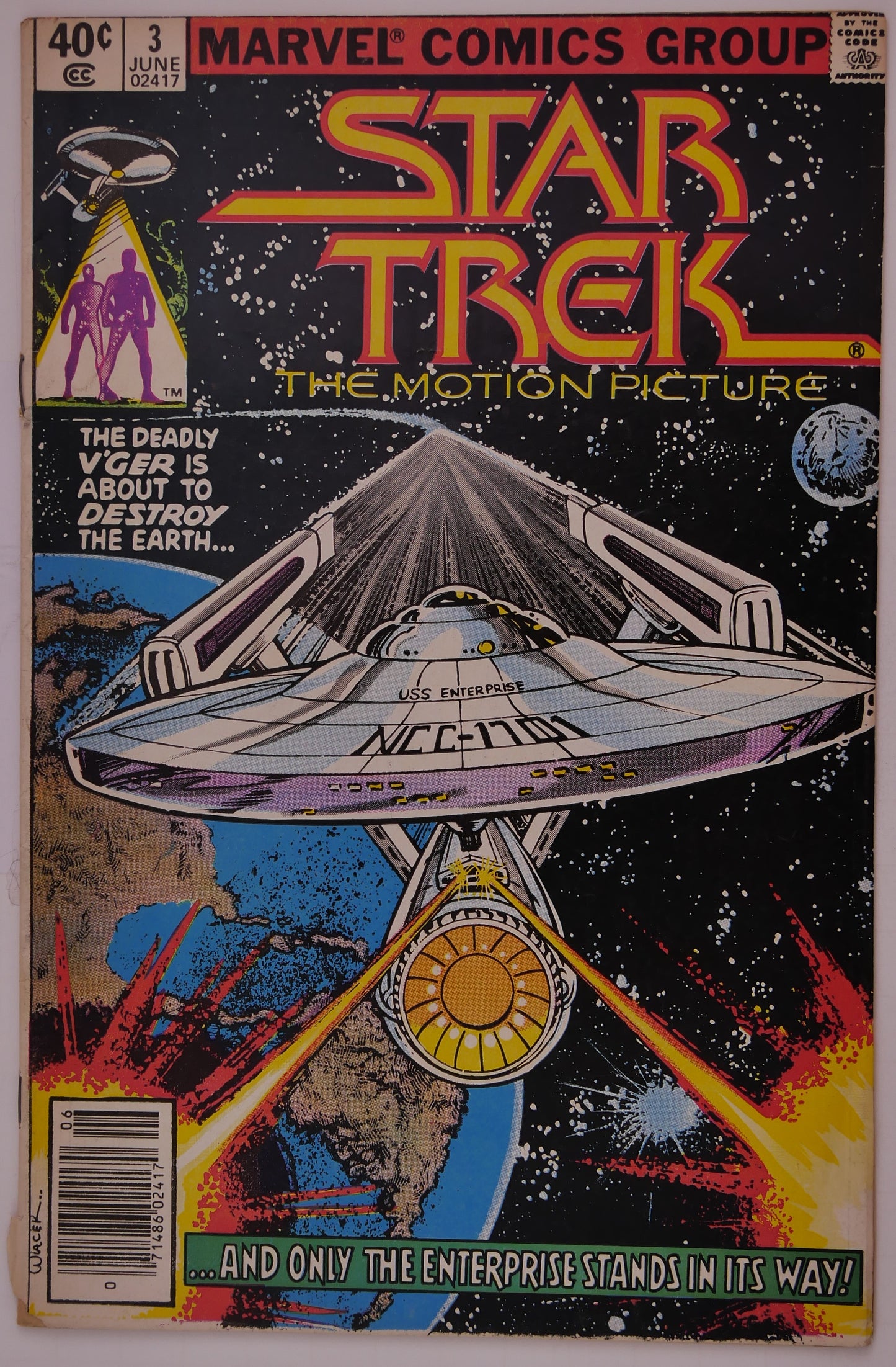 Star Trek #3 (1980) Marvel Comics comic book cover featuring the USS Enterprise and V'Ger