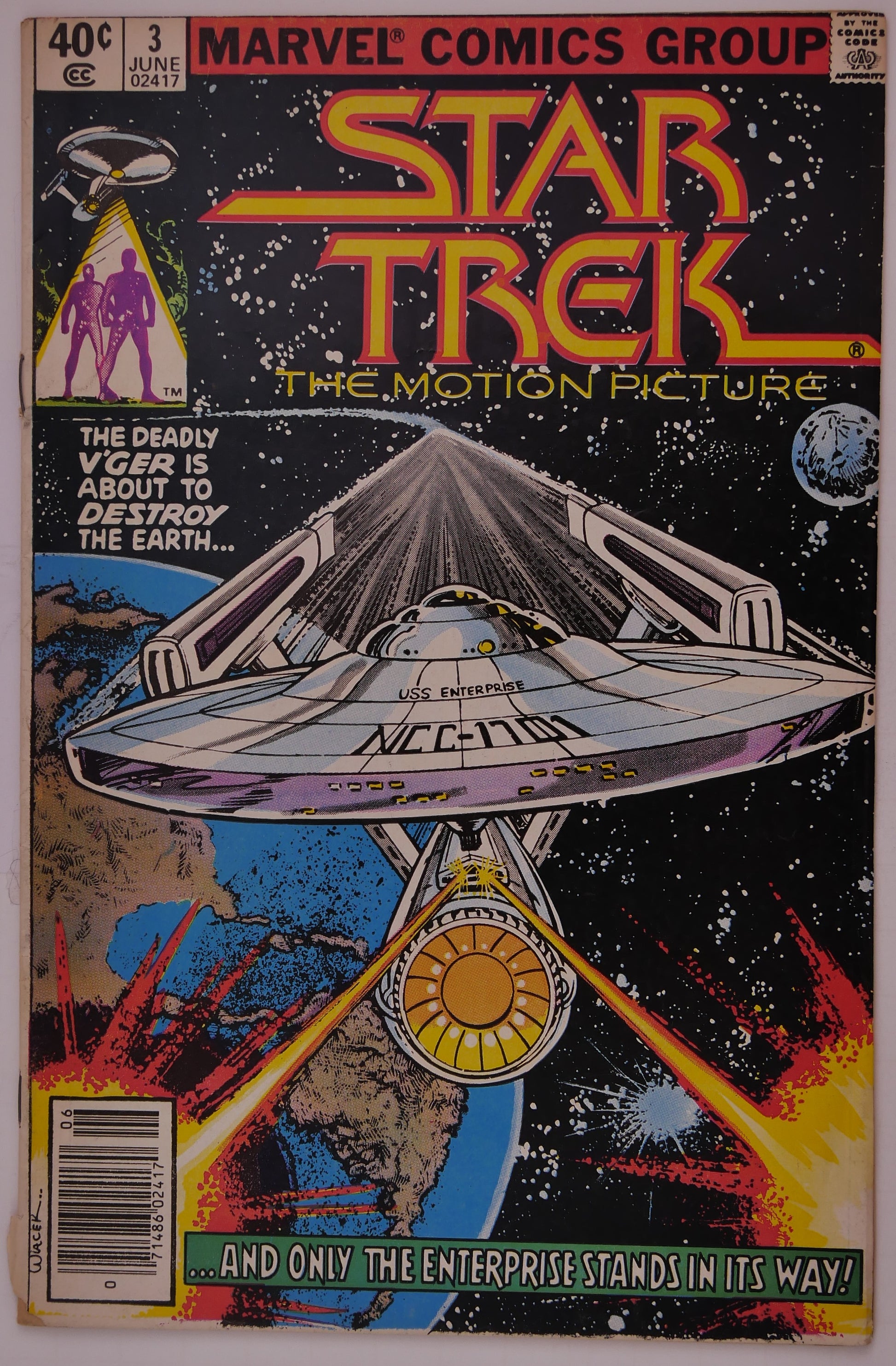 Star Trek #3 (1980) Marvel Comics comic book cover featuring the USS Enterprise and V'Ger